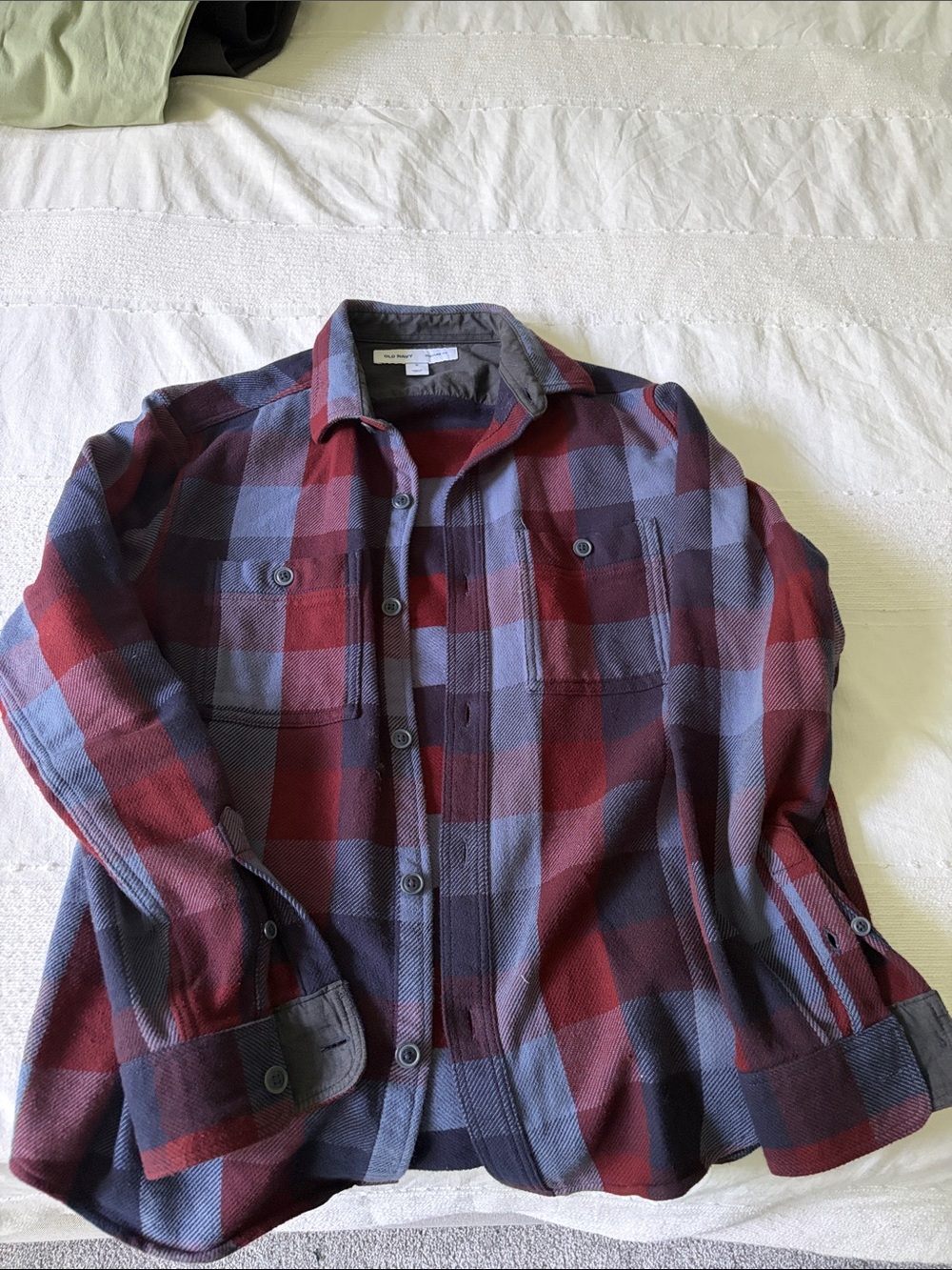 Men's Plaid Button-Up Shirt in Burgundy and Slate